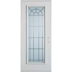 36 in. x 80 in. V-Groove Full Lite Prefinished White Left-Hand Inswing Steel Prehung Front Door