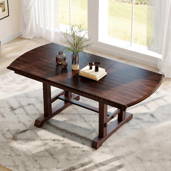 Cherry Wood 78 in. Double Pedestal Extendable Dining Table Seats-4