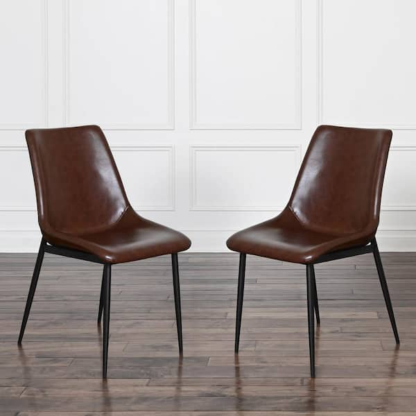 dark brown faux leather dining chairs