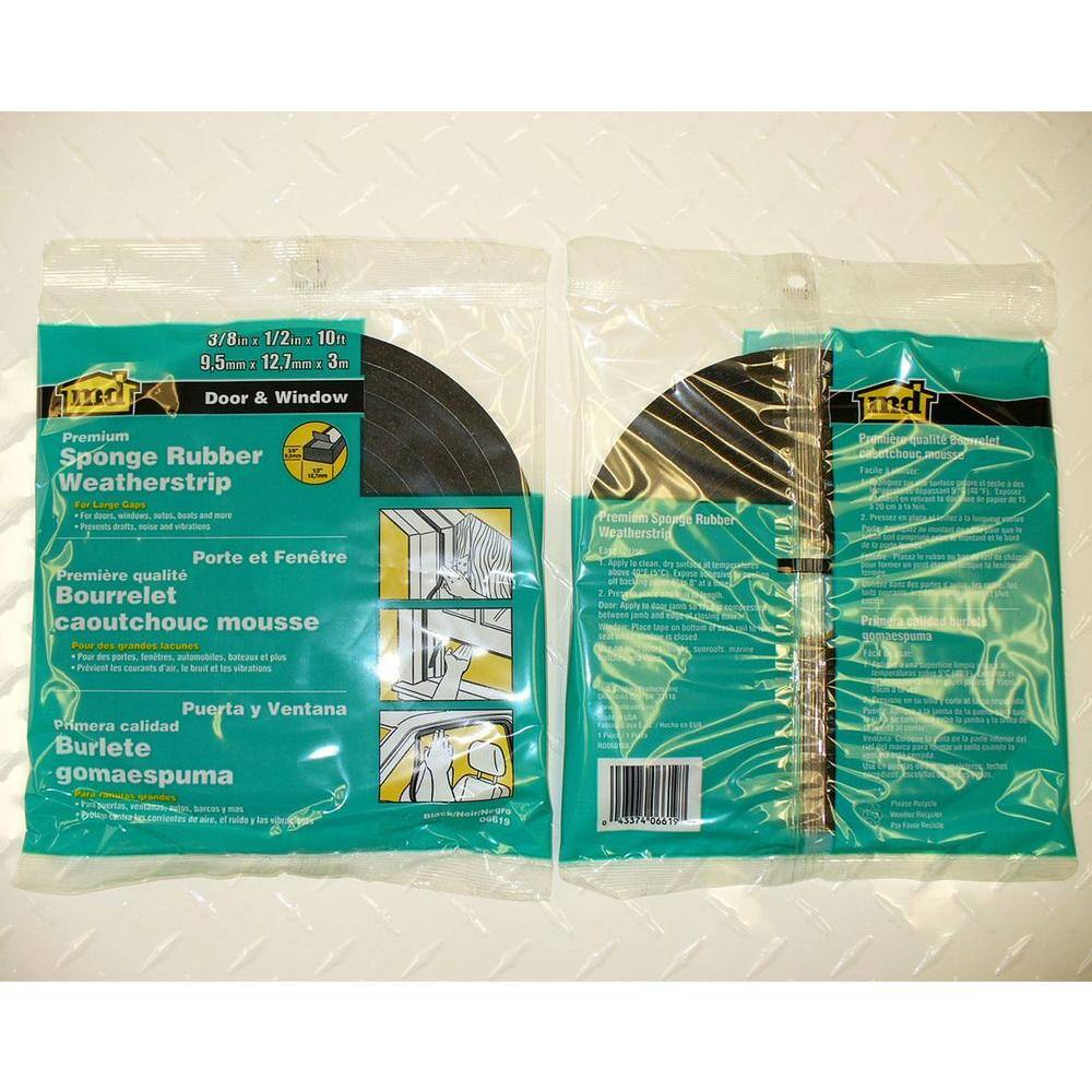 Buy 1/2 in. x 10 ft. Black Sponge Rubber Foam Weatherstrip Tape Online