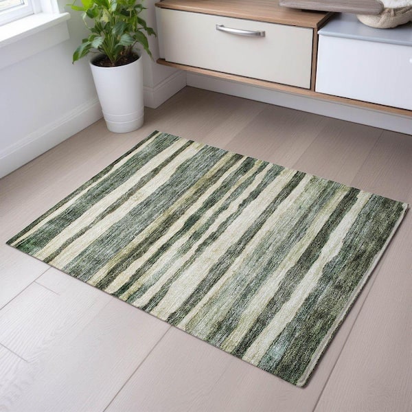 Mayfield Premium Machine Washable Abstract AMF1191 Sage 2 ft. x 3 ft. Area Rug