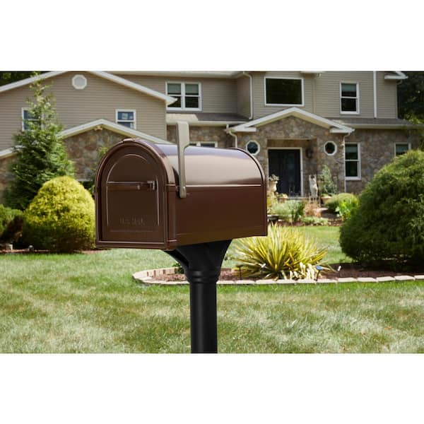Hillsborough Copper, Large, Steel, Post Mount Mailbox with Silver Flag