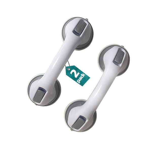 12 in. Heavy-Duty Suction Grab Bars Anti-Slip Bathroom Safety Balance Assist Handles Grey 2 Pack for Elderly Seniors