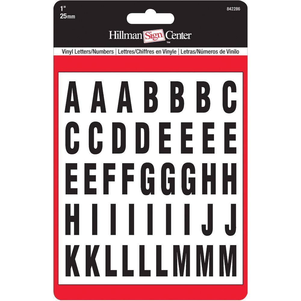 Hillman 1 in. Black and White Vinyl Number and Letter Set842286 The