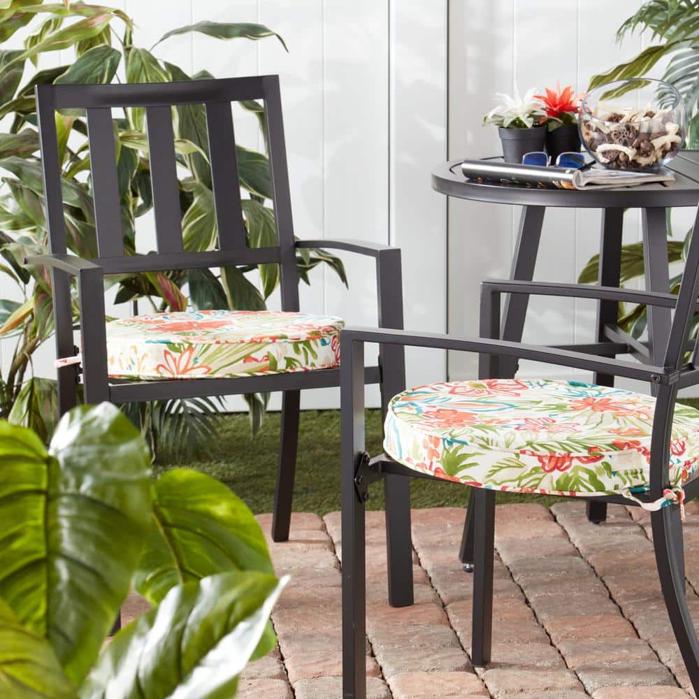Breeze Floral Round Outdoor Chair Pads Set of 2