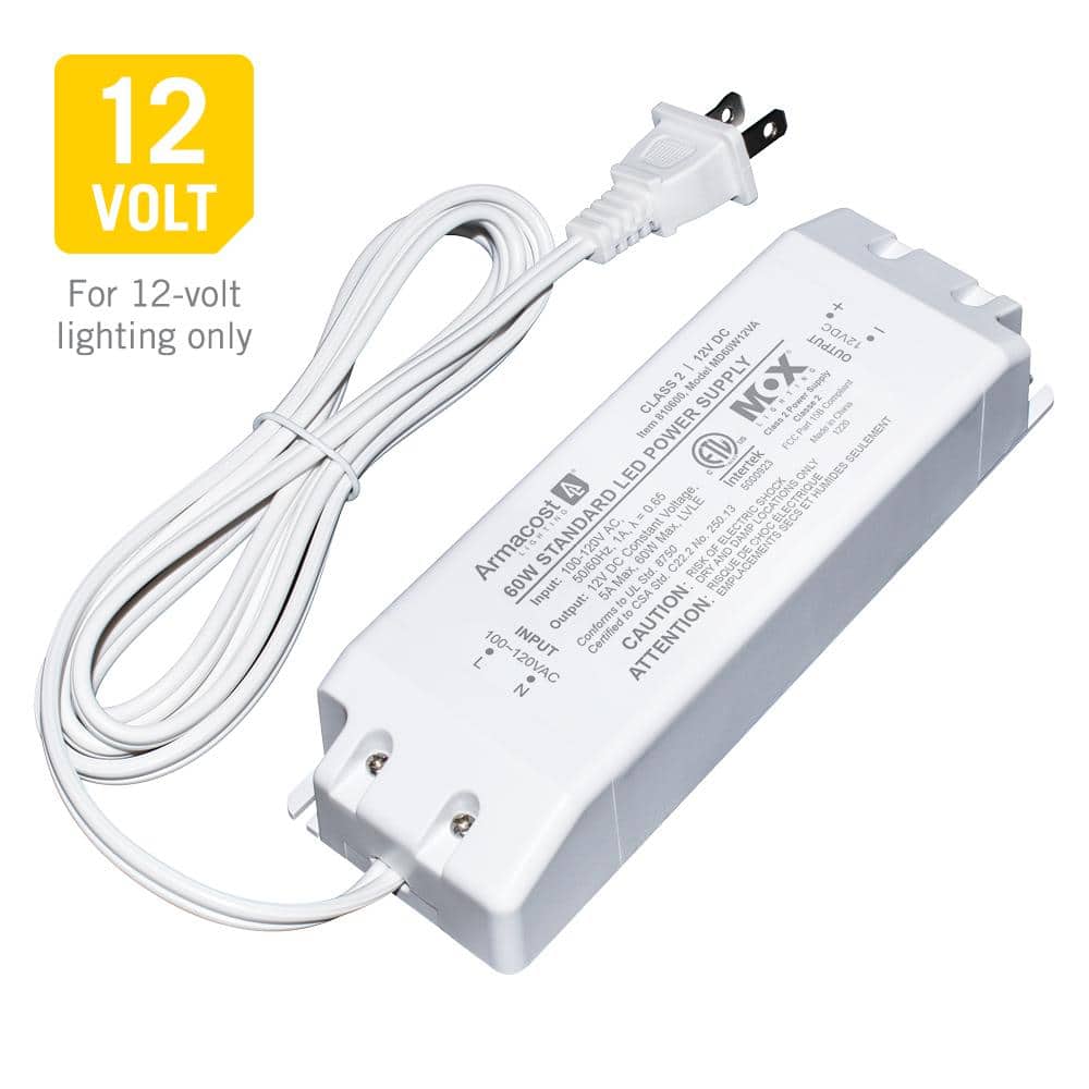 White 60-Watt 12-Volt LED Power Supply Transformer