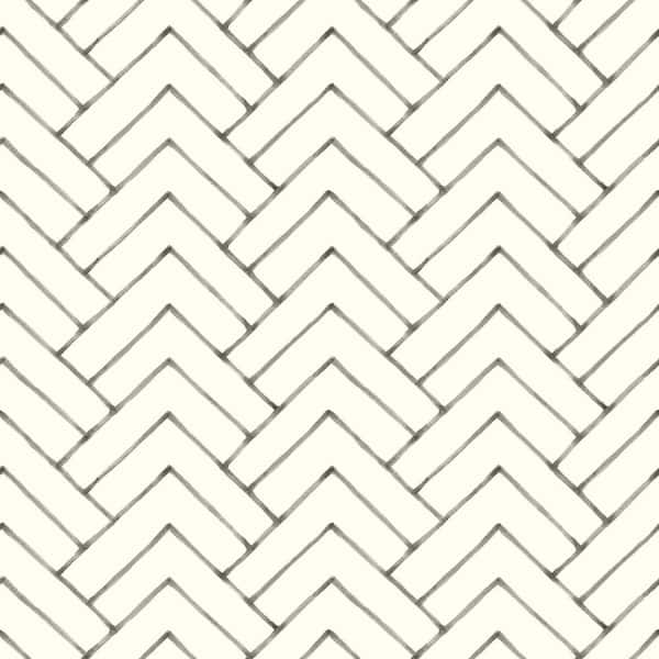 Chesapeake Oswin Tiered Herringbone Black Prepasted Non Woven Wallpaper Sample