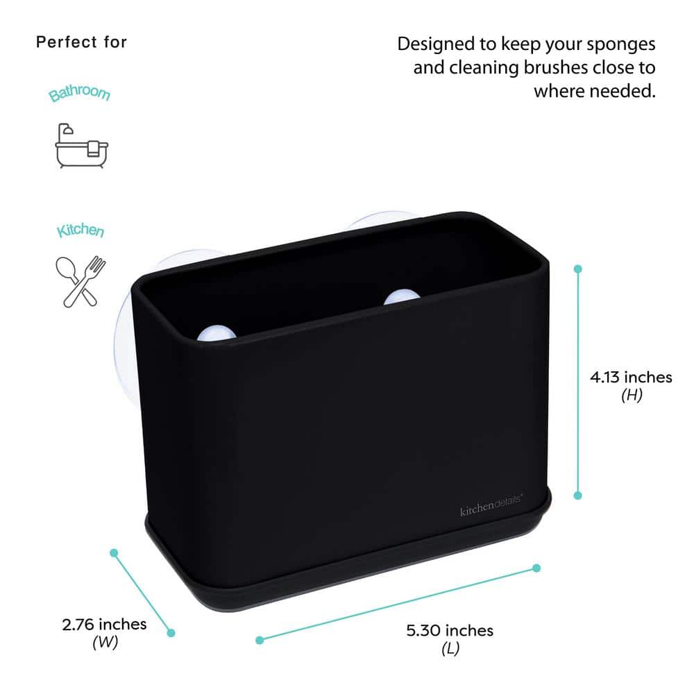 Matte Black Ceramic Suction Sink Caddy