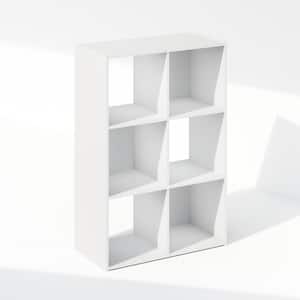 35.4 in. Tall White Wood 6-Shelf Cube Bookcase