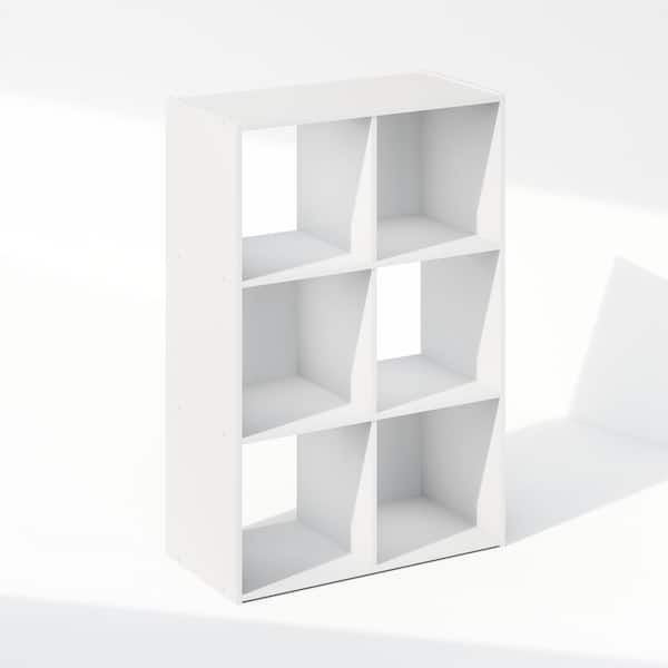 Furinno 35.4 in. Tall White Wood 6-Shelf Cube Bookcase