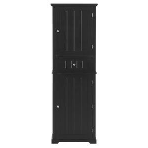 22 in. W x 11 in. D x 67.3 in. H Bathroom Storage Cabinet with Drawer and Adjustable Shelf, Black