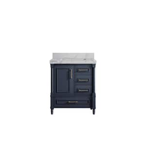 Hudson 30 in. W x 22 in. D x 36 in. H Single Sink Bath Vanity Center in Navy Blue with 2 in. Venatino Qt. Top