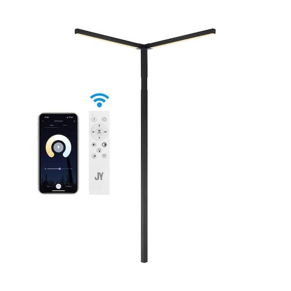 Madsen 18.25 in. 2-Light Modern Minimalist Iron Integrated Plug-In LED Sconce for Ceiling Corner, Black