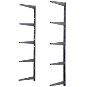 1.5 in. W x 12 in. D x 41 in. H Black Heavy Duty Wall Rack, Holds 800 lbs., Adjustable 5-Tier Steel Garage Wall Shelf