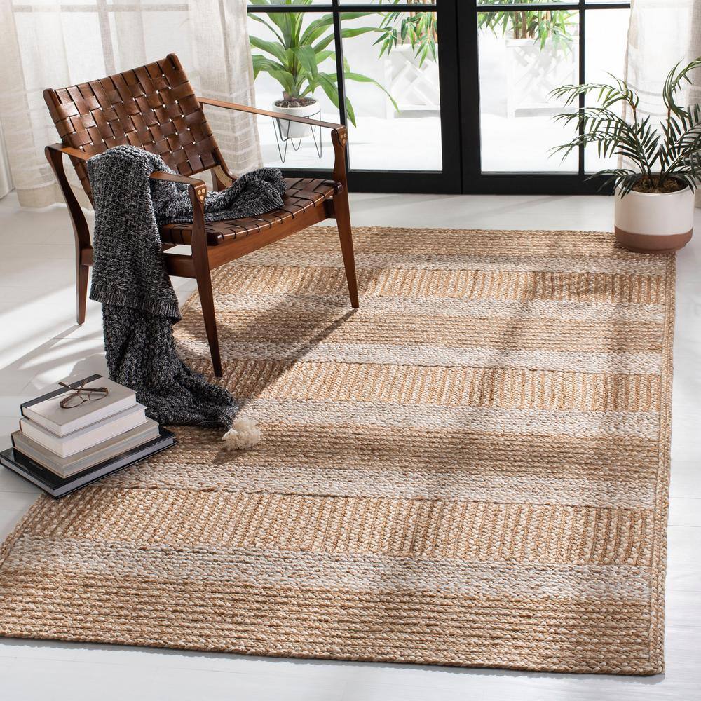 Ivory and Natural Geometric Cotton Runner Rug