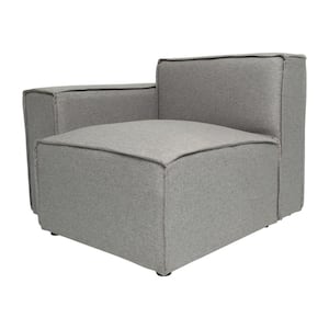 Gray Fabric Left Arm Rest Side Chair with Solid Wood