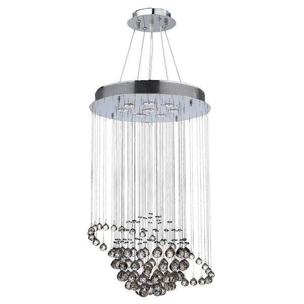 Worldwide Lighting Saturn Collection 8-Light Polished Chrome with Clear Crystal Chandelier