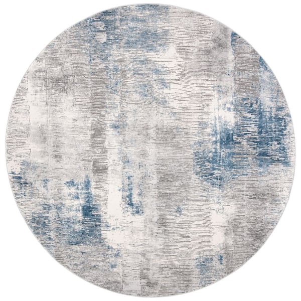 Invista Grey/Ivory 7 ft. x 7 ft. Distressed Gradient Round Area Rug