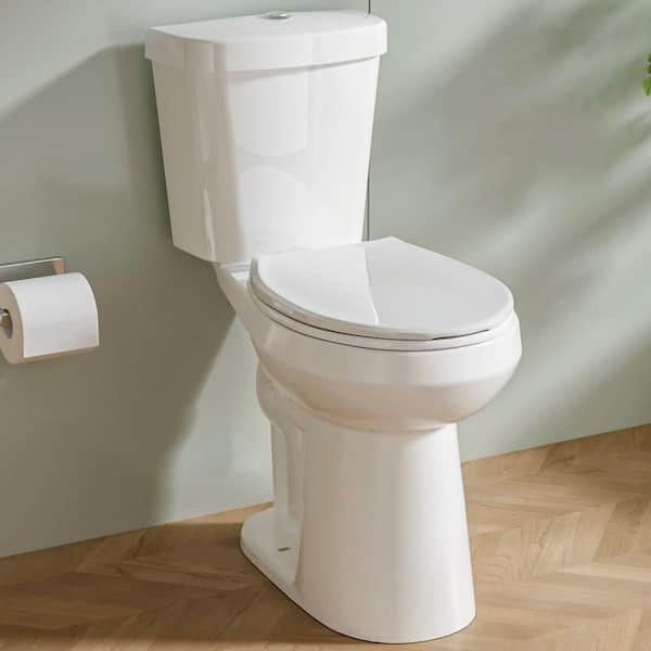 Kuomih Extra Tall Toilet 21 in. 2-Piece Toilet 1.1/1.6 GPF Dual Flush Round High Toilet in White Tall Toilet for Seniors