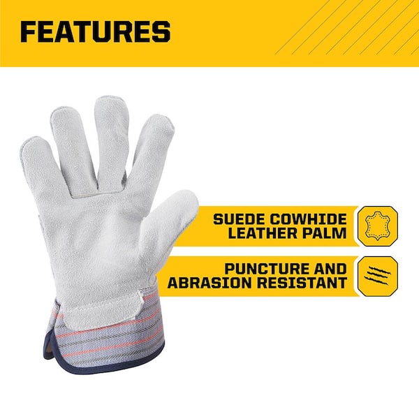 FIRM GRIP Large Suede Leather Palm General Purpose Gloves (4-Pack