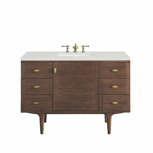 James Martin Vanities Amberly 48.0 in. W x 23.5 in. D x 34.7 in. H Single Bathroom Vanity Mid-Century Walnut and Lime Delight Top