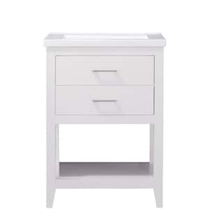 Cara 24 in. W x 18 in. D Bath Vanity in White with Porcelain Vanity Top in White with White Basin