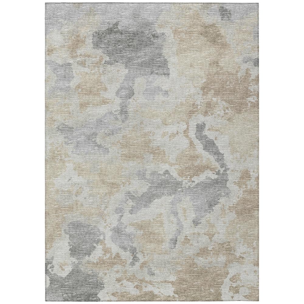 Accord Beige 3 ft. x 5 ft. Abstract Indoor/Outdoor Washable Area Rug