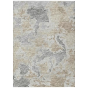 Accord Beige 8 ft. x 10 ft. Abstract Indoor/Outdoor Washable Area Rug