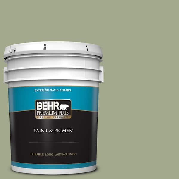 BEHR PREMIUM PLUS 5 gal. #420F-4 Sagey Satin Enamel Exterior Paint & Primer