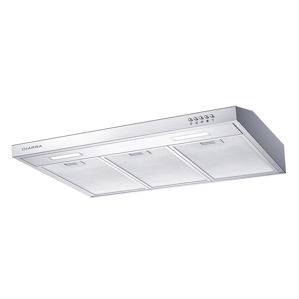 Ciarra 29.5 450 CFM Convertible Wall Mount Range Hood Silver with Stainless Steel CAS75308