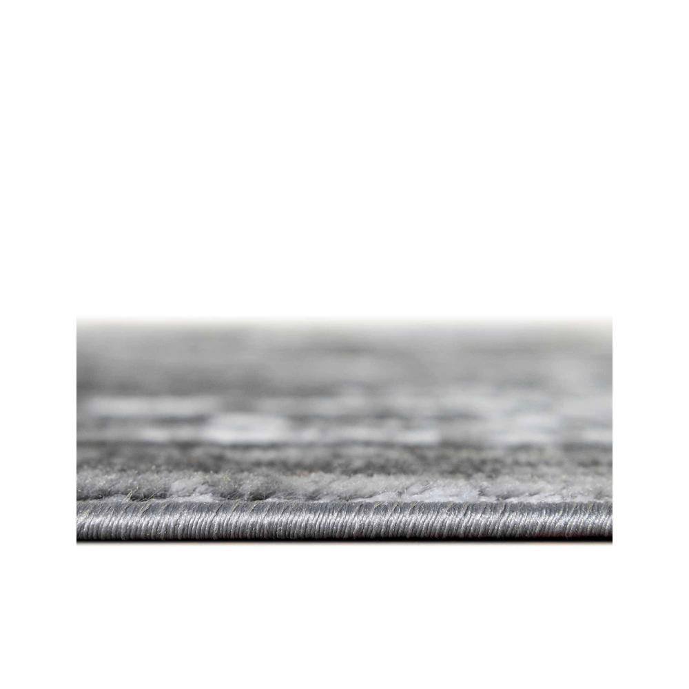 Gray Oval Stain-Resistant Synthetic Area Rug