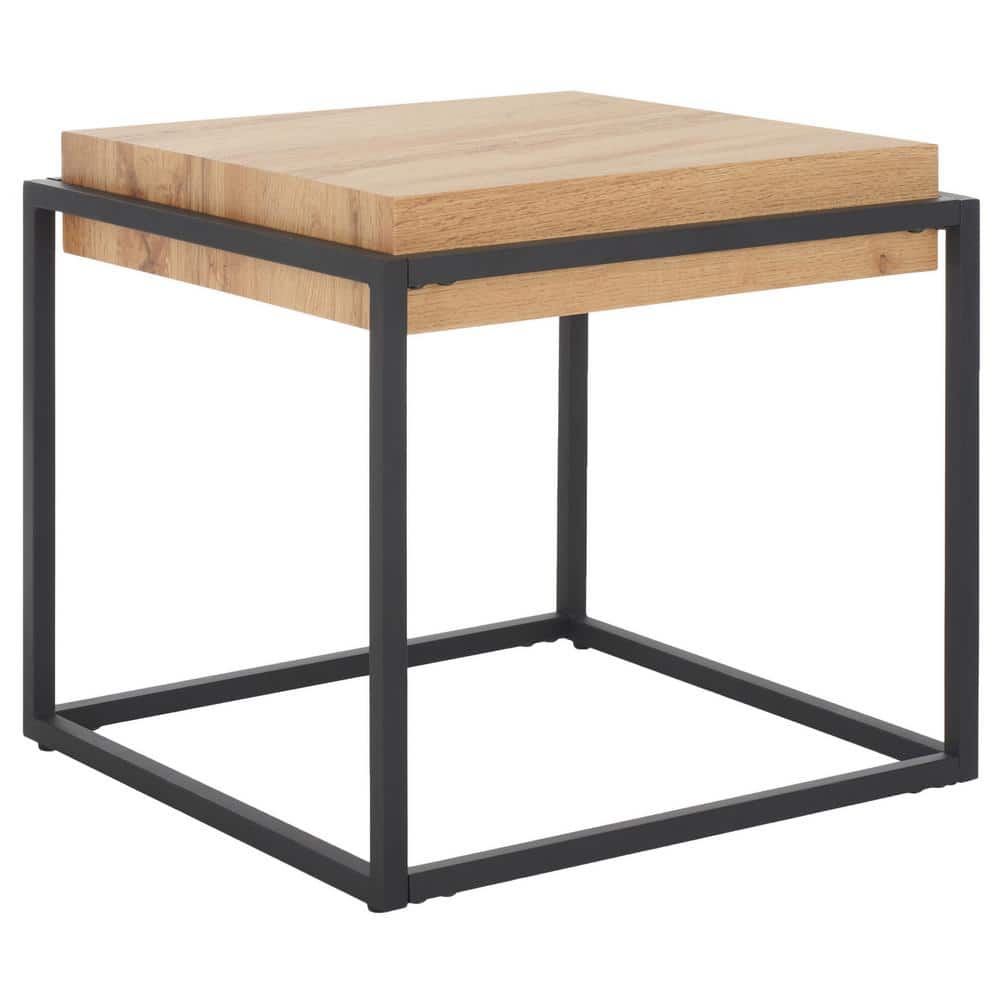 Edgefield 21.3 in. Natural/Black Square Wood End Table - thumbnail 2