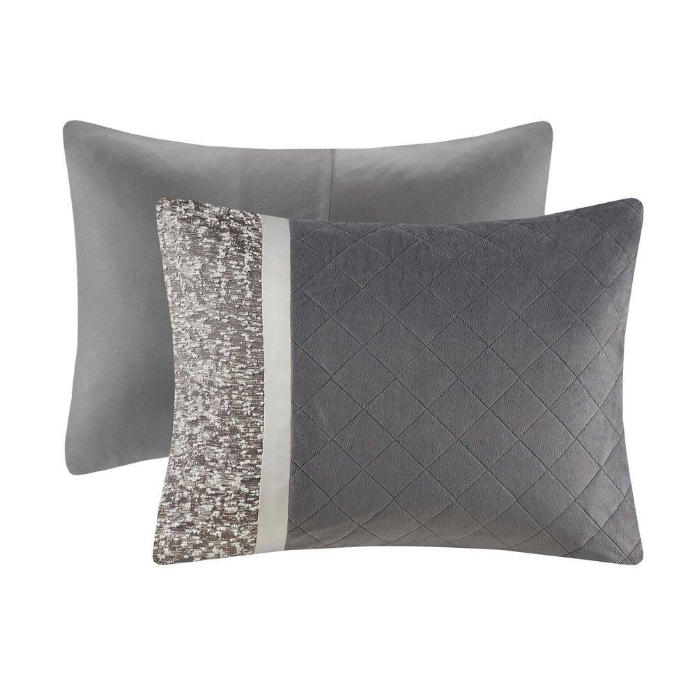 Gray Queen Jacquard Microfiber 7-Piece Comforter Set