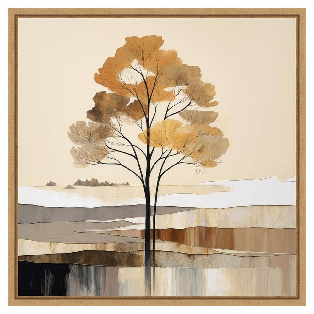 Woodland Charm II Autumnal Abstract Canvas Print with Maple Frame