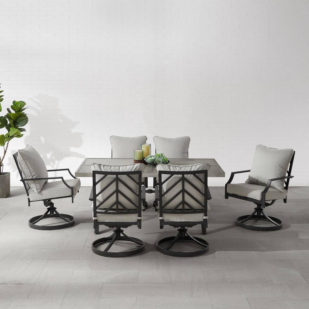 Otto 7-Piece Gray and Black Metal Outdoor Dining Set