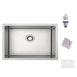 30 in. Undermount Single Bowl Stainless Steel Kitchen Sink with Accessories
