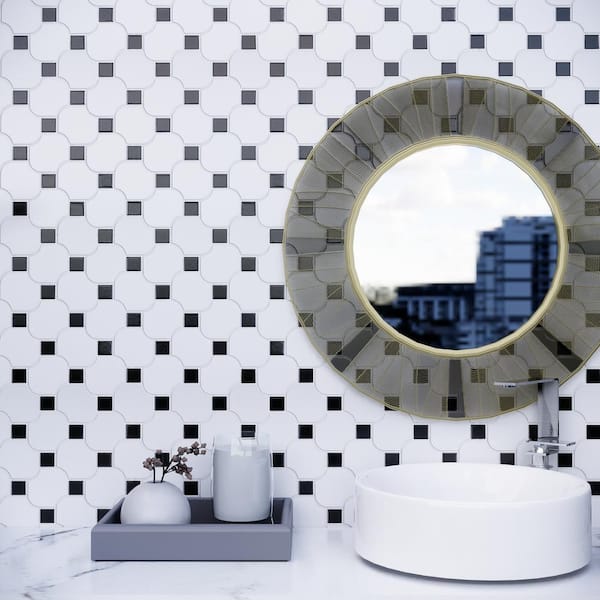 MOLOVO Porcetile Black Dot 10.52 in. x 10.52 in. Geometric