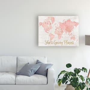 Across The World Shes Going Places Pink by Sue Schlabach Wall Art 14 in. x 19 in.