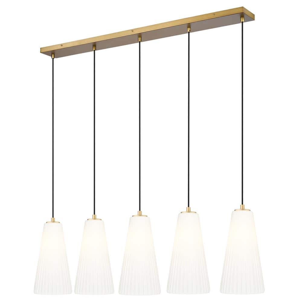 Farrell 5-Light in Modern Gold Linear Chandelier with no bulbs included