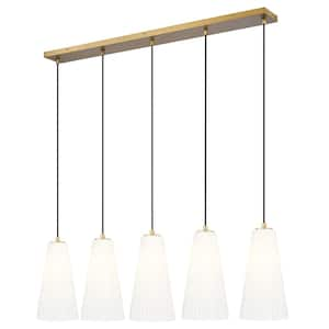 Farrell 5-Light in Modern Gold Linear Chandelier with no bulbs included