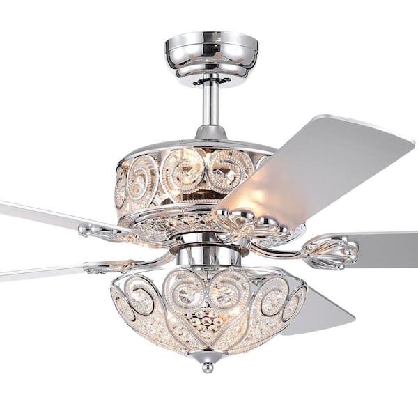 Warehouse of Tiffany Catalina 52 in. 6-Light Indoor Chrome Finish Remote Controlled Ceiling Fan with Light Kit