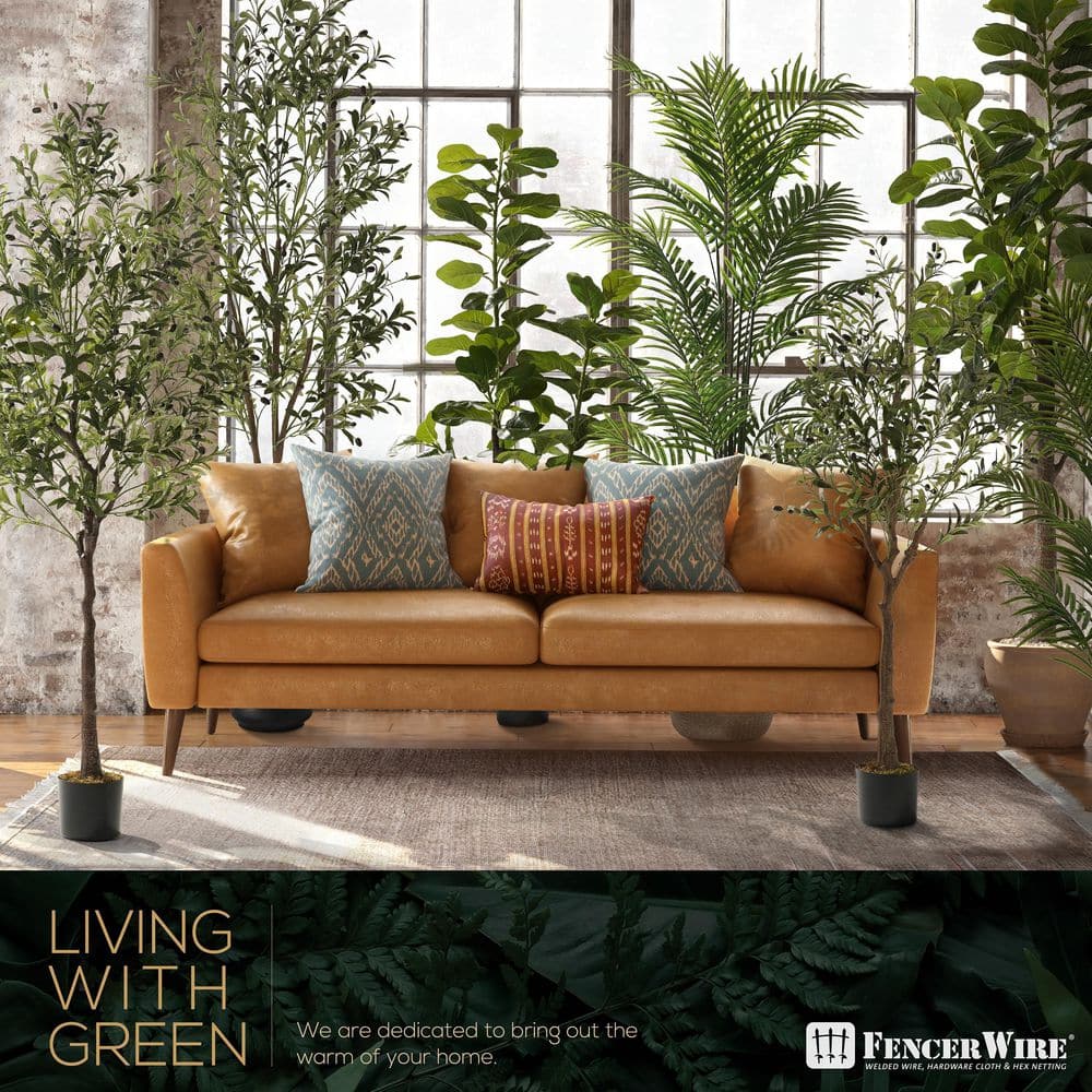 7-Foot Green Artificial Olive Tree with Black Plastic Pot