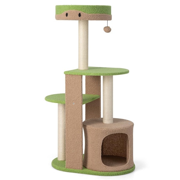 ANGELES HOME 5-Tier Modern Cat Tree Tower for Indoor Cats with Sisal Scratching Posts-Green