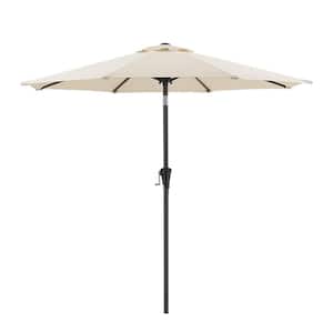 9 ft. Steel Push-Up Patio Umbrella with Push Button Tilt, Easy Crank Lift for Market, Yard Beach Porch and Pool in Beige