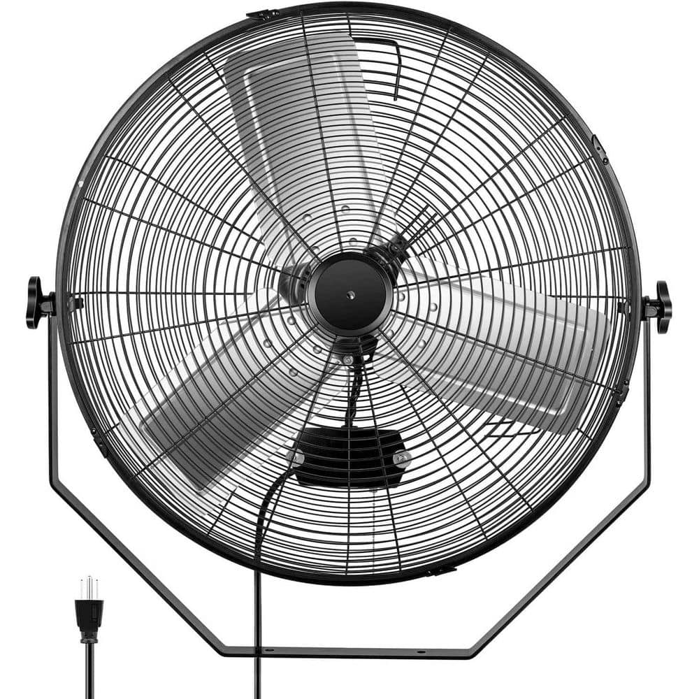 24 in. 3 fan speeds High Velocity Wall Mount Fan in Black with 360 Degree Tilting, Quick-Second Installation price history on PriceWatchPro