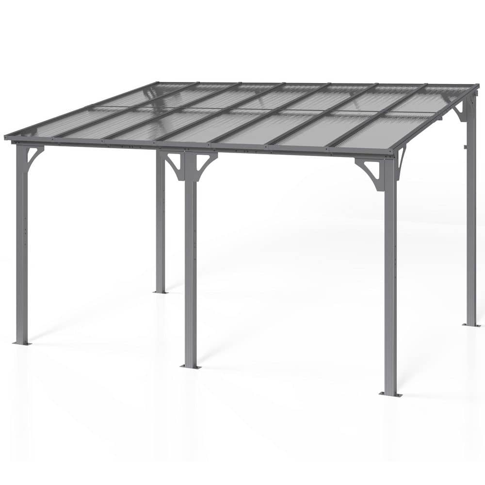 10 ft. W x 14 ft. D Heavy Duty Aluminum Gazebo with Sloped Roof-Wall Mounte