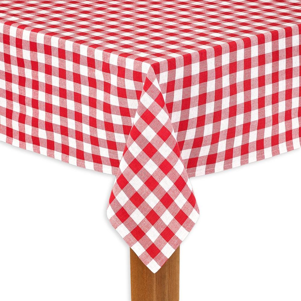 Christmas Rustic Buffalo Plaid Tablecloth 60 Inch x 120 Inch Oblong/Rectangle 100% Cotton Lintex Red and Black Buffalo Holiday Cottage Check Fabric Tablecloth
