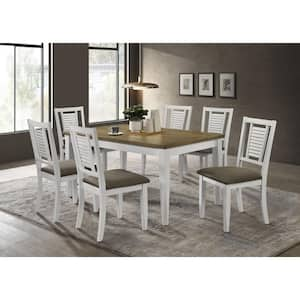 Appleton 7-Piece Rectangular Brown Brushed and White Wood Top Dining Room Set Seats 6