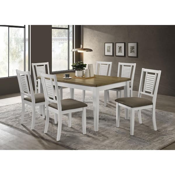 Coaster Appleton 7-Piece Rectangular Brown Brushed and White Wood Top Dining Room Set Seats 6