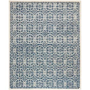 Cambridge Navy Blue/Ivory 8 ft. x 10 ft. Geometric Medallion Area Rug